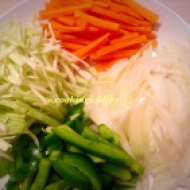 Chopped Vegetables for Hakka Noodles